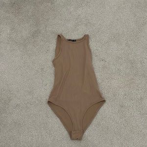 COPY - High Neck Ribbed Tan Bodysuit